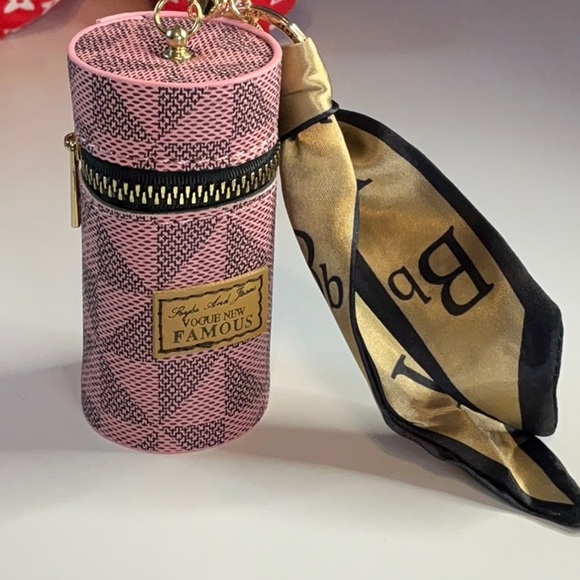 Unbranded Accessories - Pink Cylinder Lipstick Holder Bag Charm ~ Chapstick Case Keychain ~4” x 2” ~ NIP